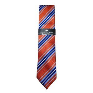 Countess Mara NWT Executive Collection Necktie Orange Blue Stripe Silk Tie